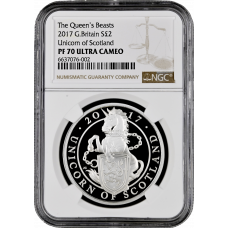 Great Britain 2 pounds 2017, NGC PF70 UC, "The Queen's Beasts - Unicorn" Top Pop