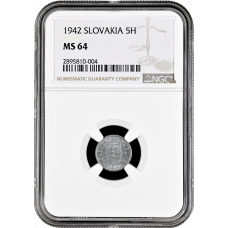 Slovakia 5 halierov 1942, NGC MS64, "Slovak Republic (1939 - 1945)"