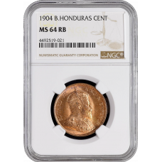 British Honduras 1 cent 1904, NGC MS64 RB, "King Edward VII (1902 - 1910)"