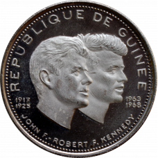 Guinea 200 francs 1969, PROOF, "John and Robert Kennedy"