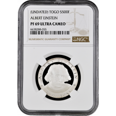 Togo 500 francs 2000, NGC PF69 UC, "Albert Einstein" Top Pop