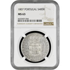 Portugal 400 Reis 1807, NGC MS63, "Prinzregent Joao VI (1799 - 1816)"