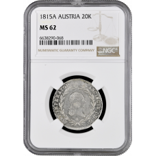 Austria 20 kreuzer 1815 A, NGC MS62, "Emperor Franz II (1804 - 1835)"