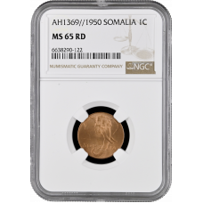 Somalia 1 centesimo 1950, NGC MS65 RD, "UN trust territory under Italian administration (1950 - 1960)"