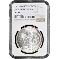 Czechoslovakia 100 korun 1972, NGC MS65 PATTERN, "50th Anniversary - Death of Josef Václav Myslbek"