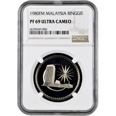 Malaysia 1 ringgit 1980 FM, NGC PF69 UC, "Federation of Malaysia (1967 - 2023)"