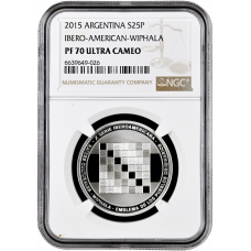 Argentina 25 pesos 2015, NGC PF70 UC, "Ibero-American Series - Cultural Roots" Top Pop