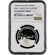 Poland 200000 zlotych 1992, NGC PF69 UC, "WWII - Protecting Convoys"