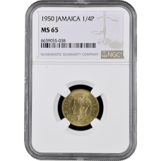 Jamaica 1/4 penny (1 farthing) 1950, NGC MS65, "King George VI (1937 - 1952)"