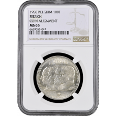 Belgien 100 Franken 1950 FRENCH, NGC MS65, "König Baudouin I (1948 - 1993)"