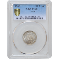 Portuguese Timor 50 avos 1945, PCGS MS64, "Pataca (1886 - 1957)"