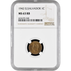 El Salvador 1 Centavo 1942, NGC MS63 RB, "Republic of El Salvador (1919 - 2001)"