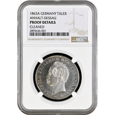 Anhalt 1 thaler 1863 A, NGC PROOF Details, "Separation of the Anhalt Duchies"