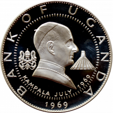 Uganda 30 shillings 1969, PROOF, "Visit of Pope Paul VI"