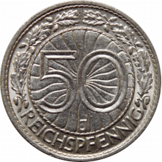 Germany 50 reichspfennig 1935 J, UNC, "Weimar Republic (Reichsmark) (1924-1938)"