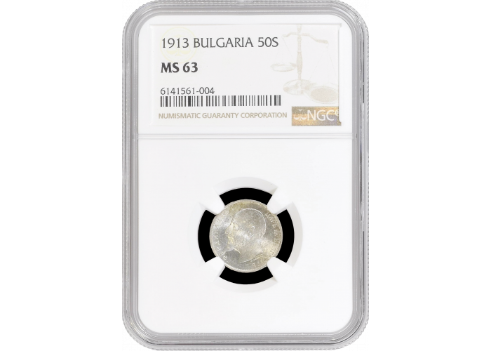 Bulgaria 50 stotinki 1913, NGC MS63, "Tsar Ferdinand I (1908 - 1918)"