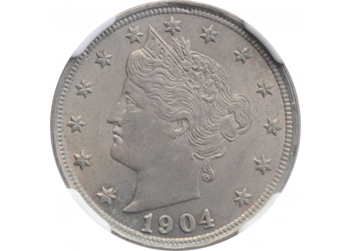 США 5 центов 1904 г., NGC MS62, "Liberty Nickel"