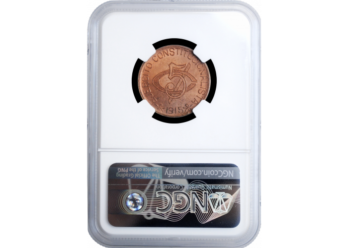 Chichuahua 5 Centavos 1915, NGC MS65 RD, "Mexiko - Revolutionär (1910 - 1917)" Top Pop