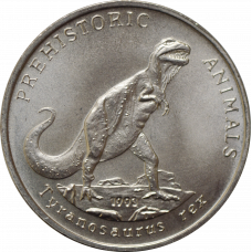 Laos 10 kip 1993, UNC, "Prehistoric Animals – Tyrannosaurus Rex"