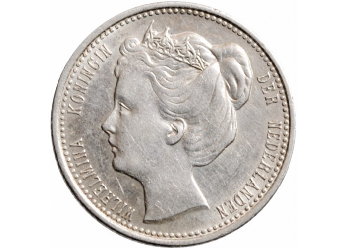 Netherlands 25 cents 1901, AU, "Queen Wilhelmina (1890 - 1948)"