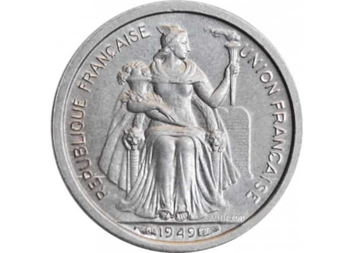 Новая Каледония 50 сантимов 1949 г., UNC, "Заморское сообщество Франции (1949 - 2018)"
