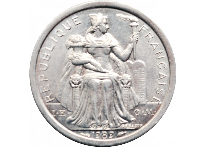 New Caledonia 1 franc 1989, UNC, "French overseas collectivity (1949 - 2018)"