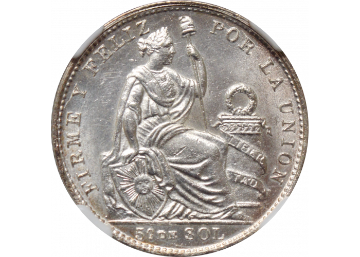 Peru 1/5 Soles 1907 FG, NGC MS63, "Republik Peru (1863 - 1917)"