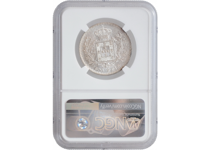Португалия 500 рейсов 1891 г., NGC MS63, "Король Карлуш I (1889 - 1908)"