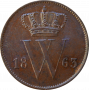 Нидерланды 1 цент 1863 г., UNC, "Король Виллем III (1849 - 1890)"