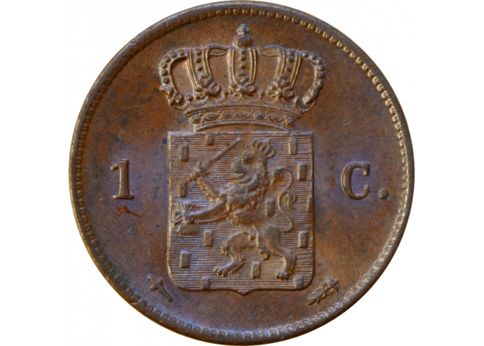 Нидерланды 1 цент 1863 г., UNC, "Король Виллем III (1849 - 1890)"