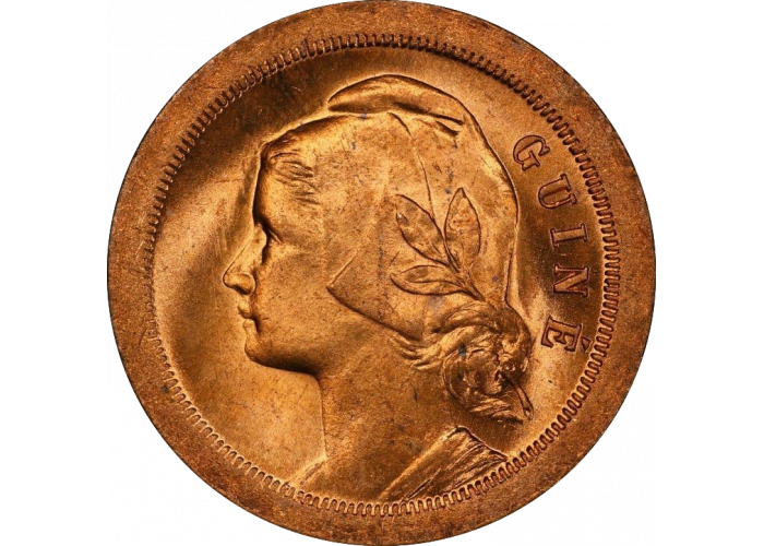 Гвинея-Бисау 20 сентаво 1933 г., PCGS MS65 RD, "Португальская колония (1933 - 1974)"