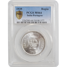 Индия - Португальская 1 рупия 1935, PCGS MS64, "Рупия (1871 - 1957)"