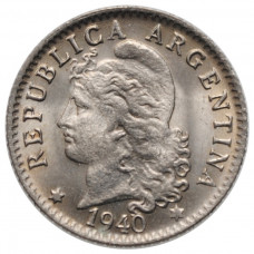 Аргентина 5 сентаво 1940 г., BU, "Песо аргентинское (1881 - 196