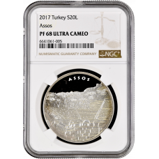 Turkey 20 lira 2017, NGC PF68 UC, "Ancient City - Assos" Top Pop 1/0