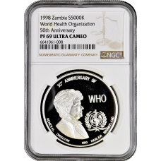 Zambia 5000 kwacha 1998, NGC PF69 UC, "World Health Organization" Top Pop 1/0