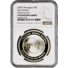 Nicaragua 10 cordobas 2010, NGC PF69 UC, "Historical Coins" Top Pop 3/0