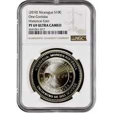 Nicaragua 10 cordobas 2010, NGC PF69 UC, "Historical Coins" Top Pop 3/0