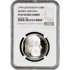 Czechoslovakia 100 korun 1974, NGC PF67 UC, "Bedrich Smetana"