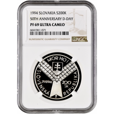 Slovakia 200 korun 1994, NGC PF69 UC, "50th Anniversary - D-Day" Top Pop 8/0