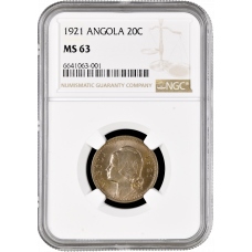 Angola 20 centavos 1921, NGC MS63, "Portuguese colony (1921 - 1974)"