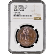 Belgien 10 Centimes 1832, NGC UNC Details, "König Leopold I (1832 - 1865)"