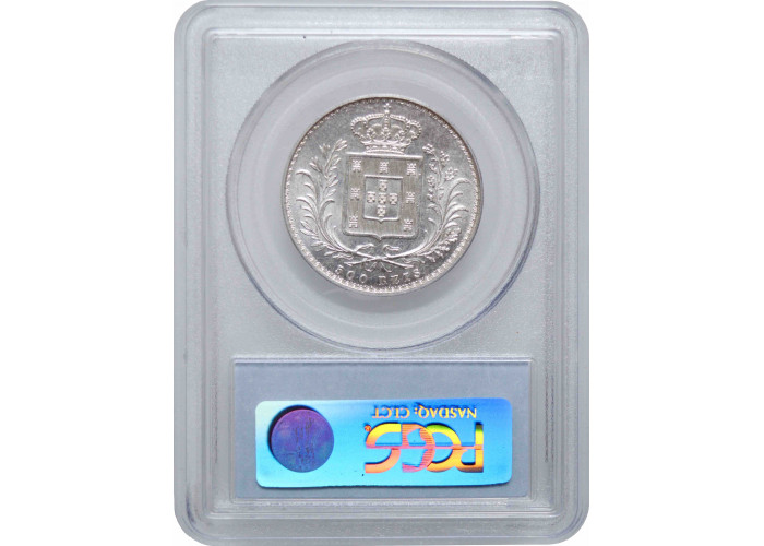 Португалия 500 рейсов 1889 г., PCGS MS63, "Король Луиш I (1861 - 1889)" Top Pop