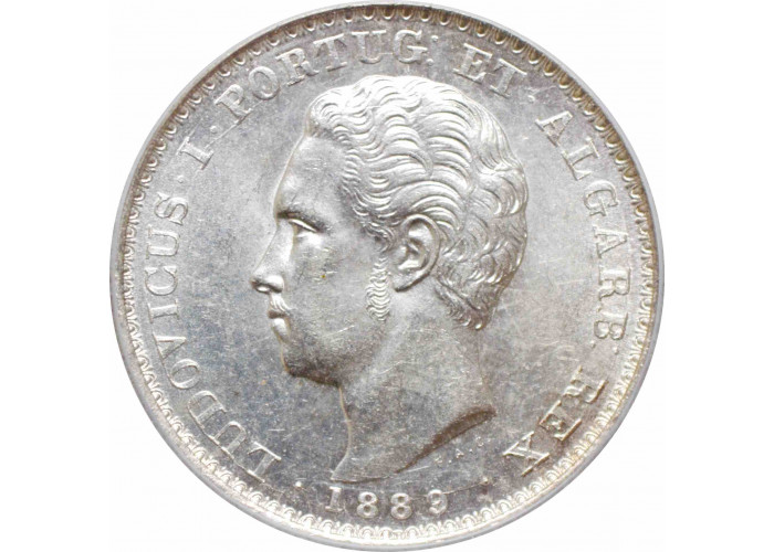 Португалия 500 рейсов 1889 г., PCGS MS63, "Король Луиш I (1861 - 1889)" Top Pop
