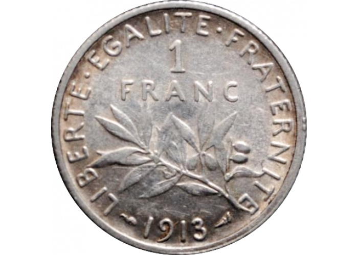 Франция 1 франк 1913 г.,  XF, "Третья Республика (1870 - 1941)"