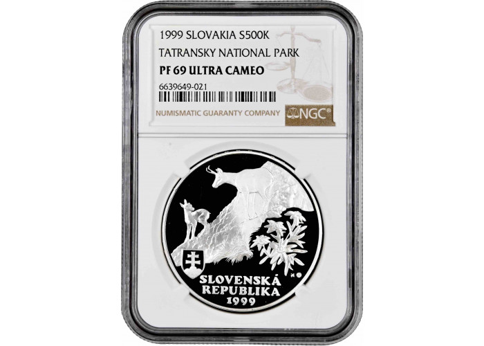 Slovakia 500 korun 1999, NGC PF69 UC, "50th Anniversary - Tatra National Park" Top Pop