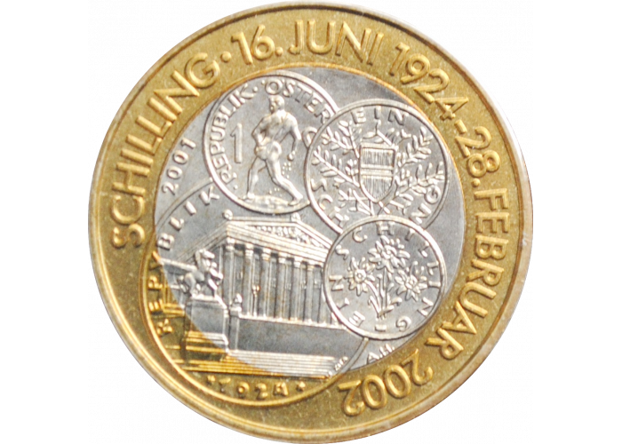 Австрия 50 шиллингов 2001 г., BU, "Последний шиллинг"