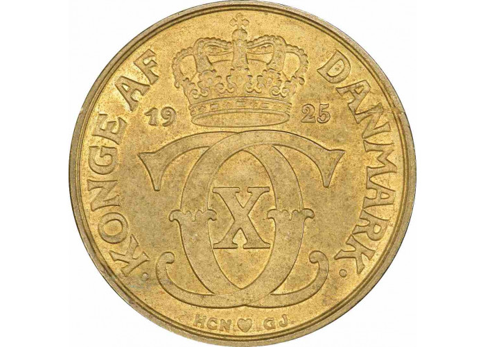 Дания 2 кроны 1925 г. HCN, PCGS MS64, "Король Кристиан X (1912 - 1947)"