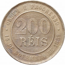 Brazil 200 reis 1889, AU, "First Republic (1889 - 1942)"