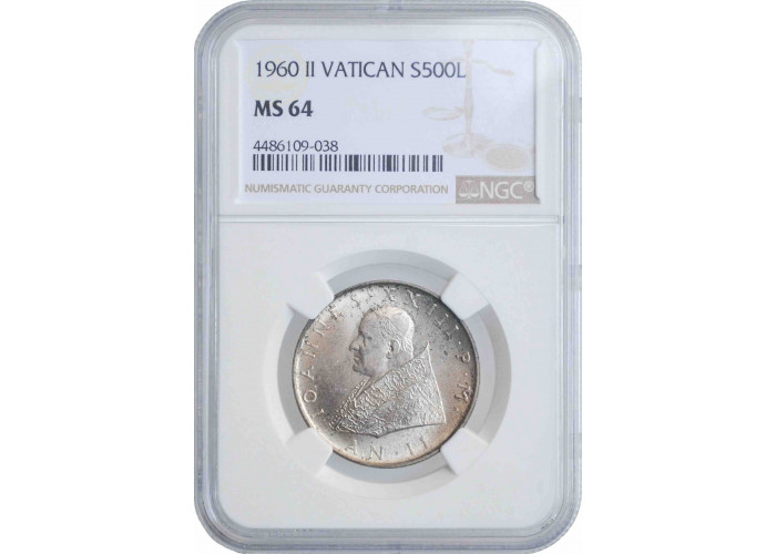 Ватикан 500 лир 1960 г., NGC MS64, "Папа Иоанн XXIII (1959 - 1962)"
