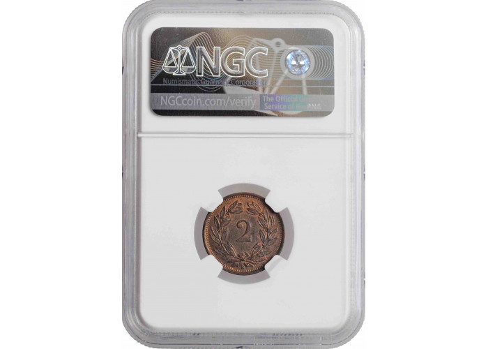 Schweiz 2 Rappen 1879 B, NGC MS63 RB, "Schweizerische Eidgenossenschaft (1850 - 1916)"
